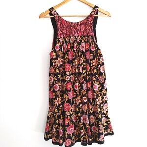 Whimsical floral babydoll dress with low open back (size XS)